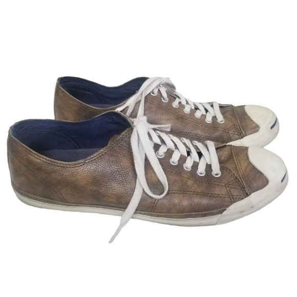 Jack Purcell Converse Mens 11.5 Brown Leather Lace - Picture 1 of 9